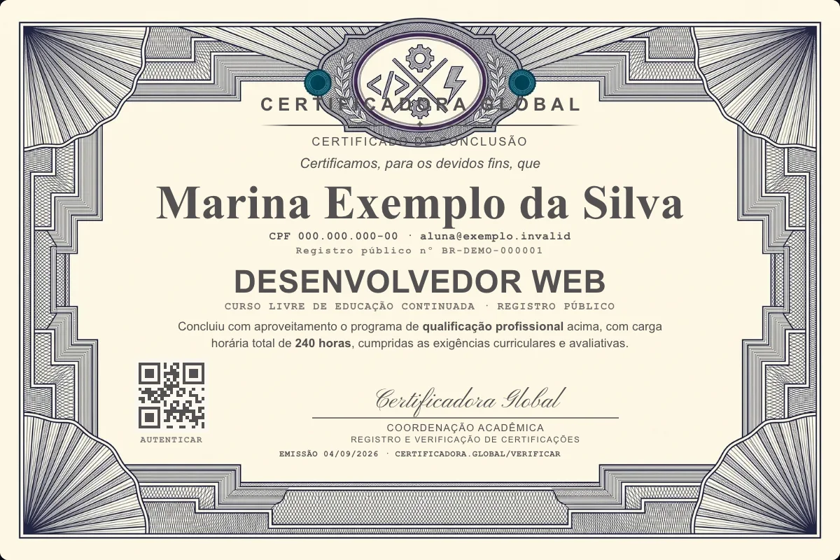 Capa do curso Desenvolvedor Web