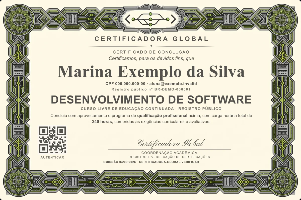 Capa do curso Desenvolvimento de Software