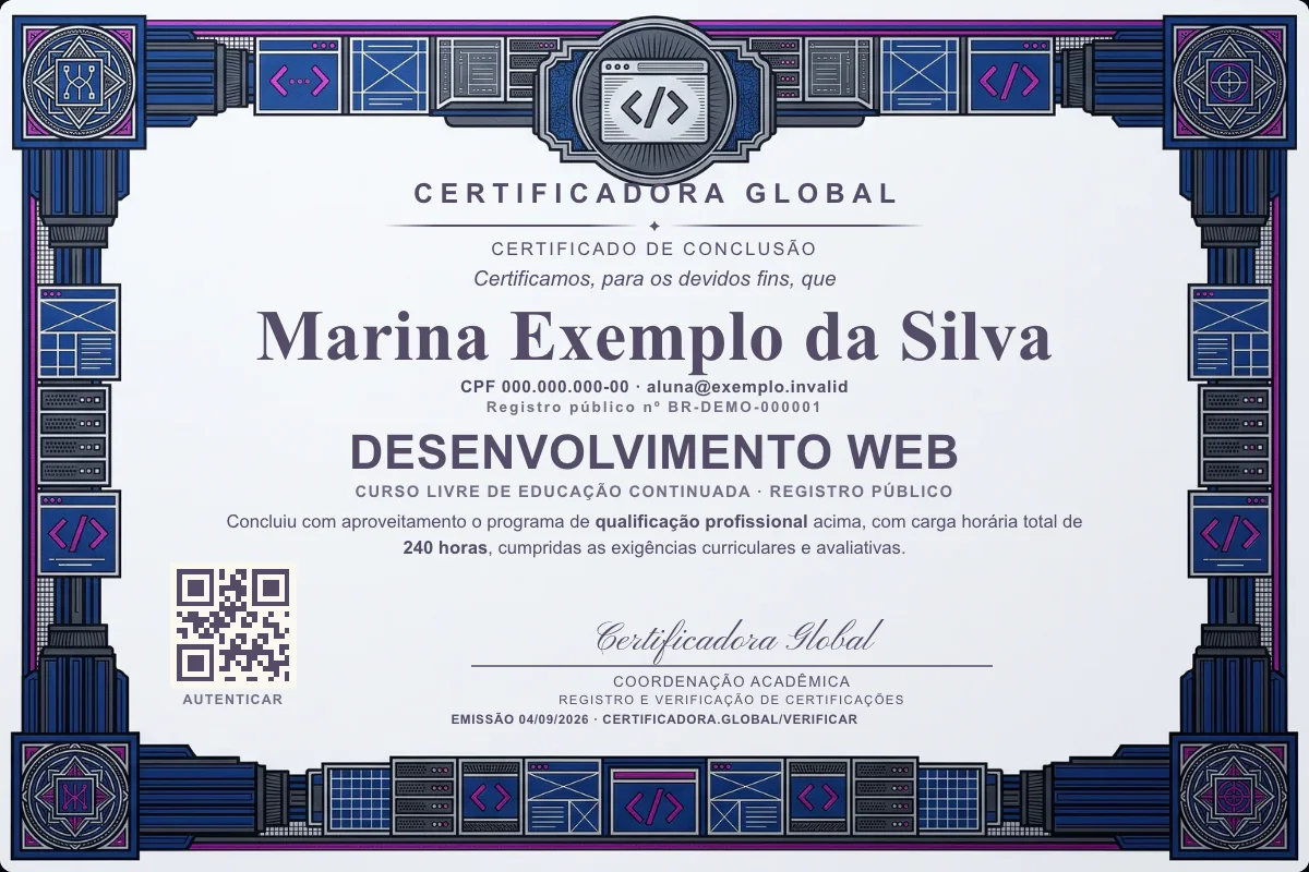 Capa do curso Desenvolvimento Web