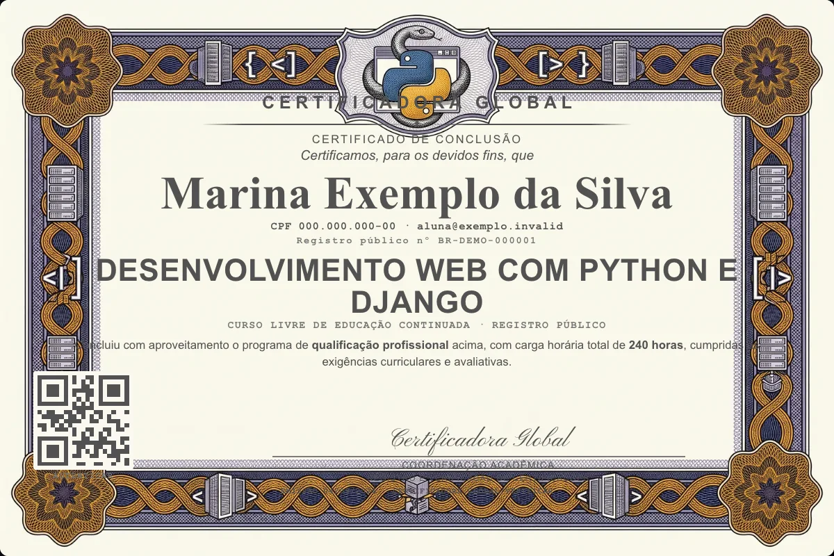 Capa do curso Desenvolvimento Web com Python e Django