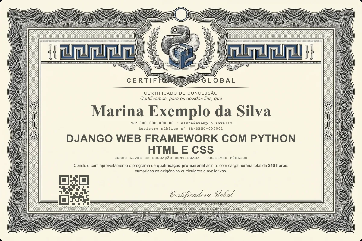 Capa do curso Django Web Framework com Python HTML e CSS
