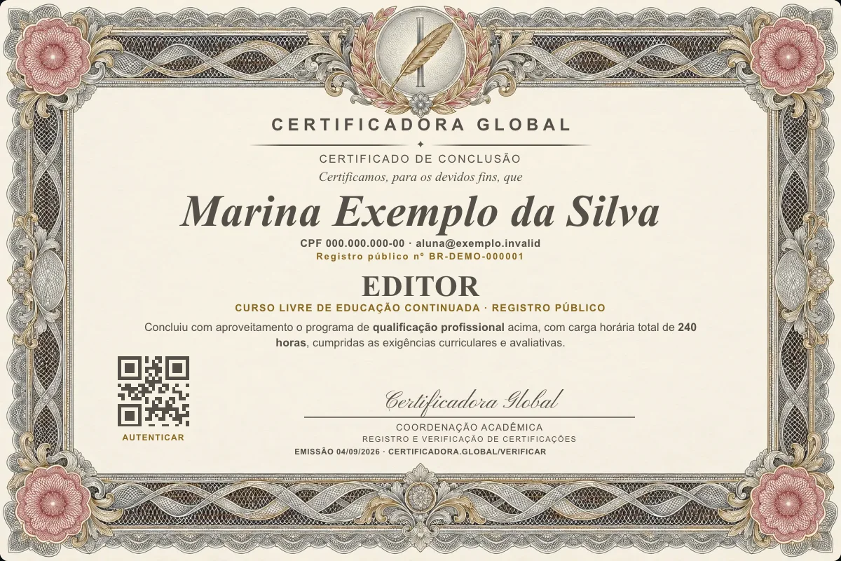 Capa do curso Editor