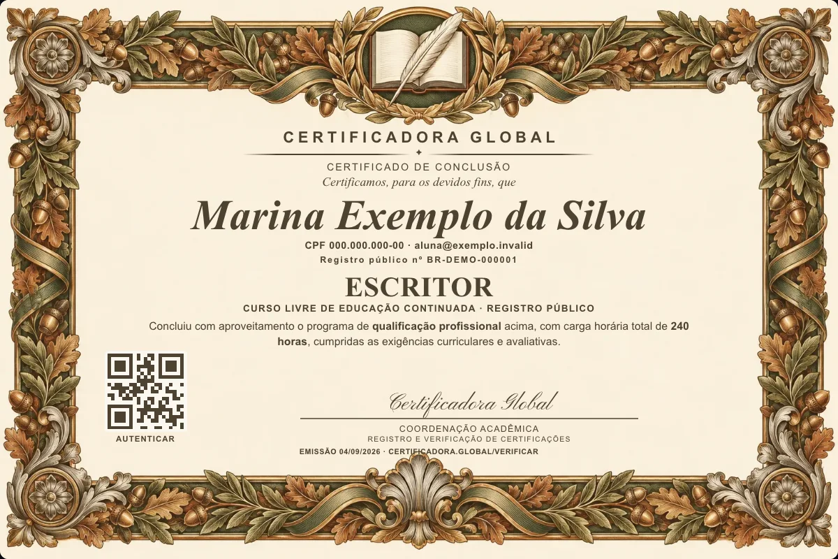 Capa do curso Escritor