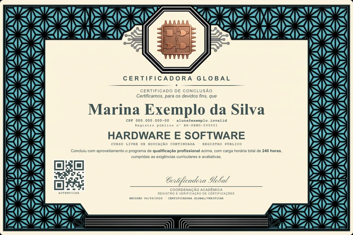Capa do curso Hardware e Software