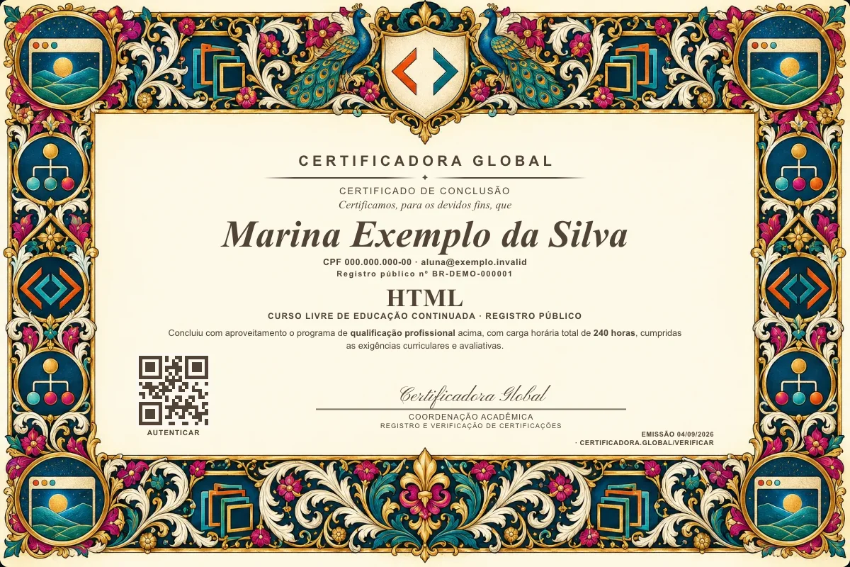Capa do curso HTML