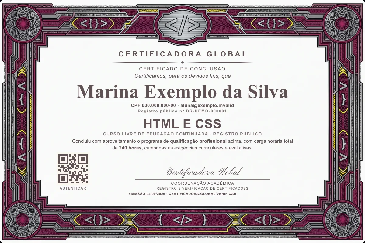 Capa do curso HTML e CSS