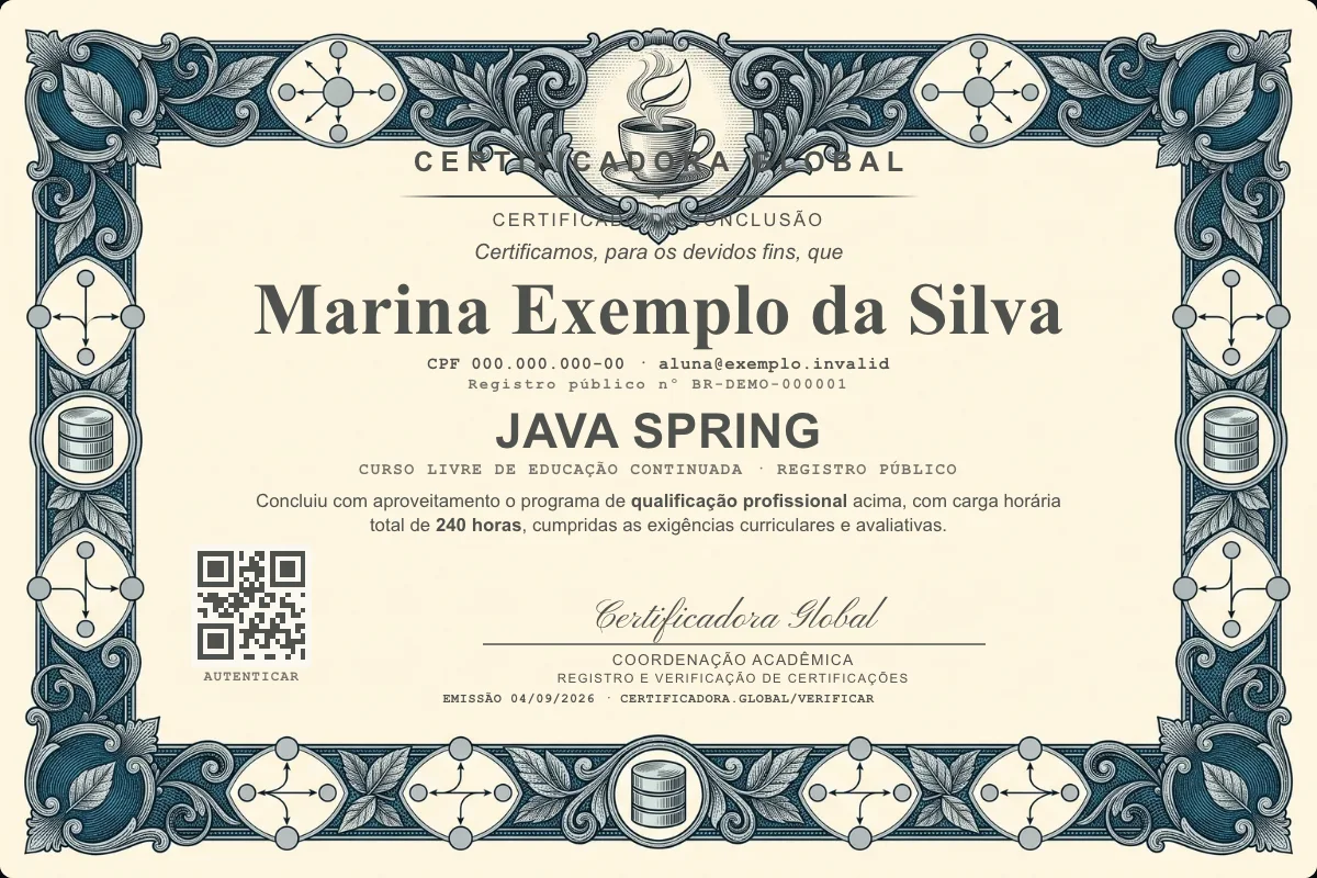 Capa do curso Java Spring