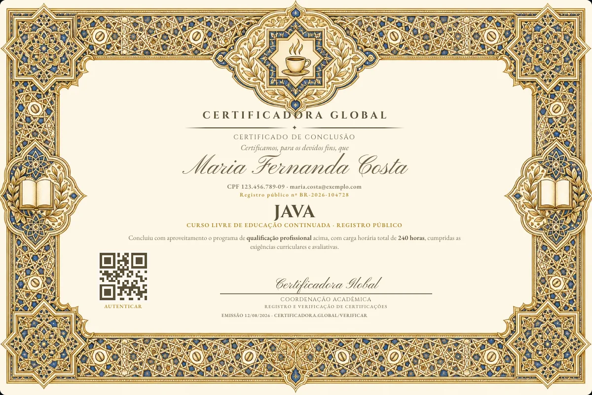 Capa do curso Java