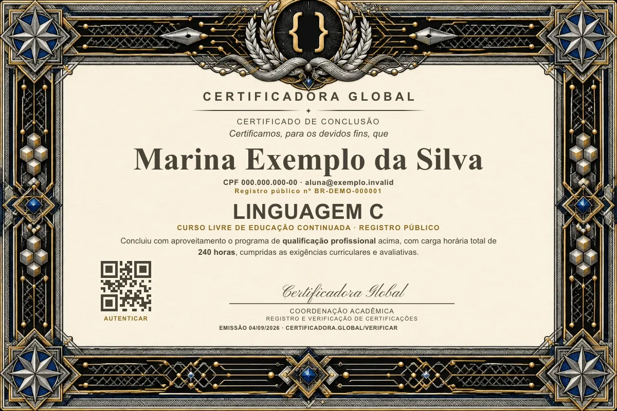 Capa do curso Linguagem C