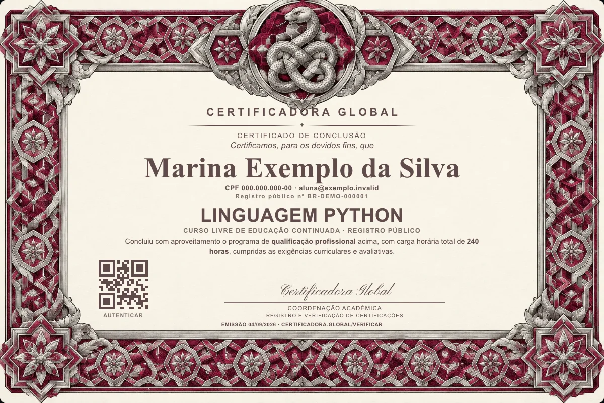 Capa do curso Linguagem Python