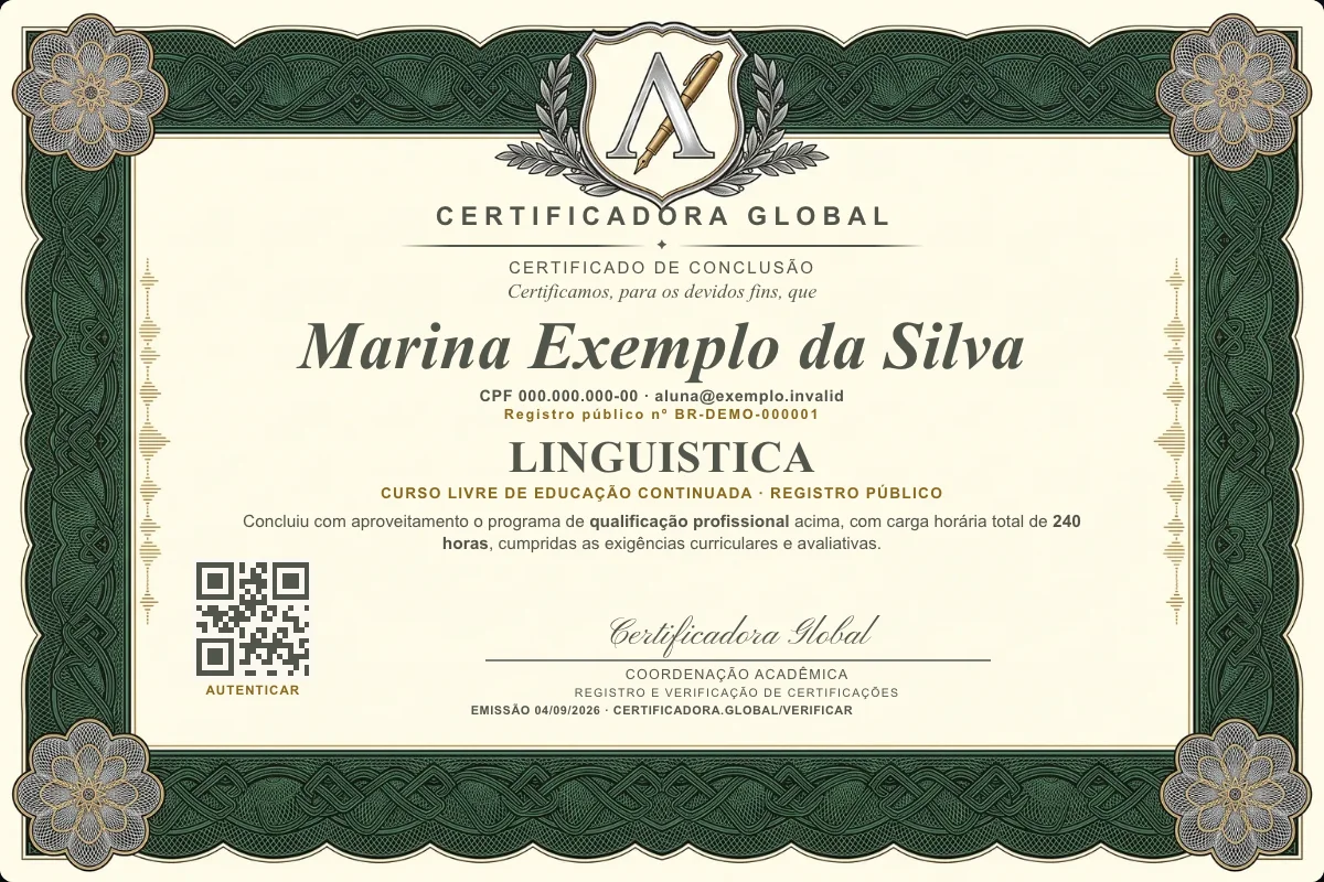 Capa do curso Linguistica