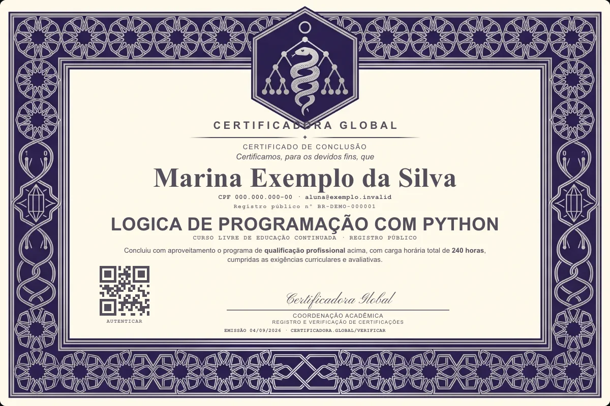 Capa do curso Logica de Programação com Python