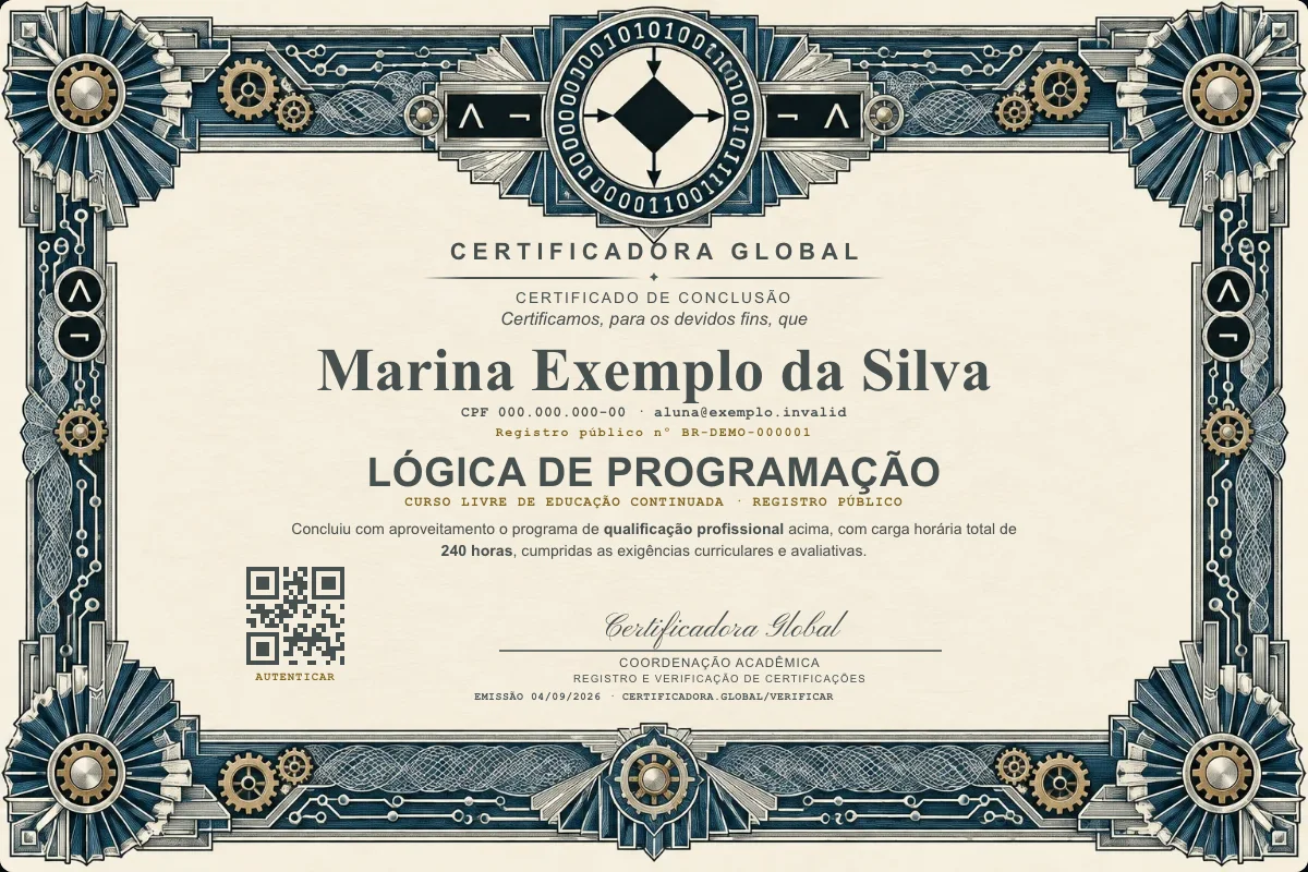 Capa do curso Lógica de Programação