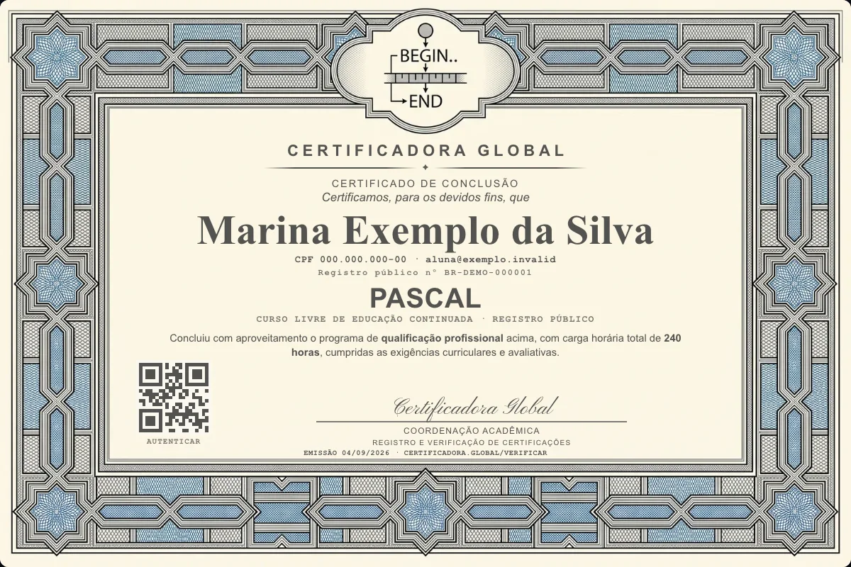 Capa do curso Pascal