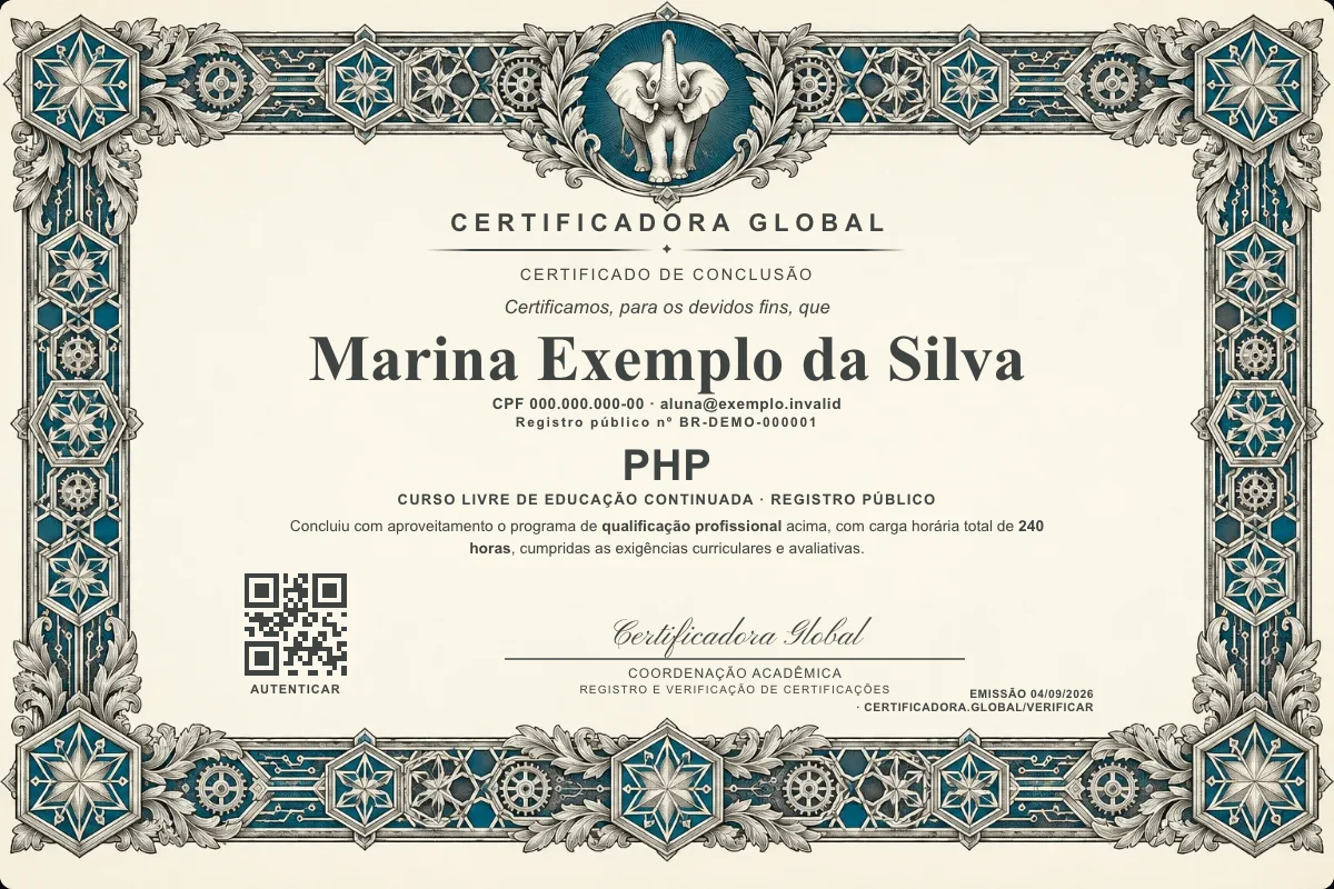 Capa do curso PHP