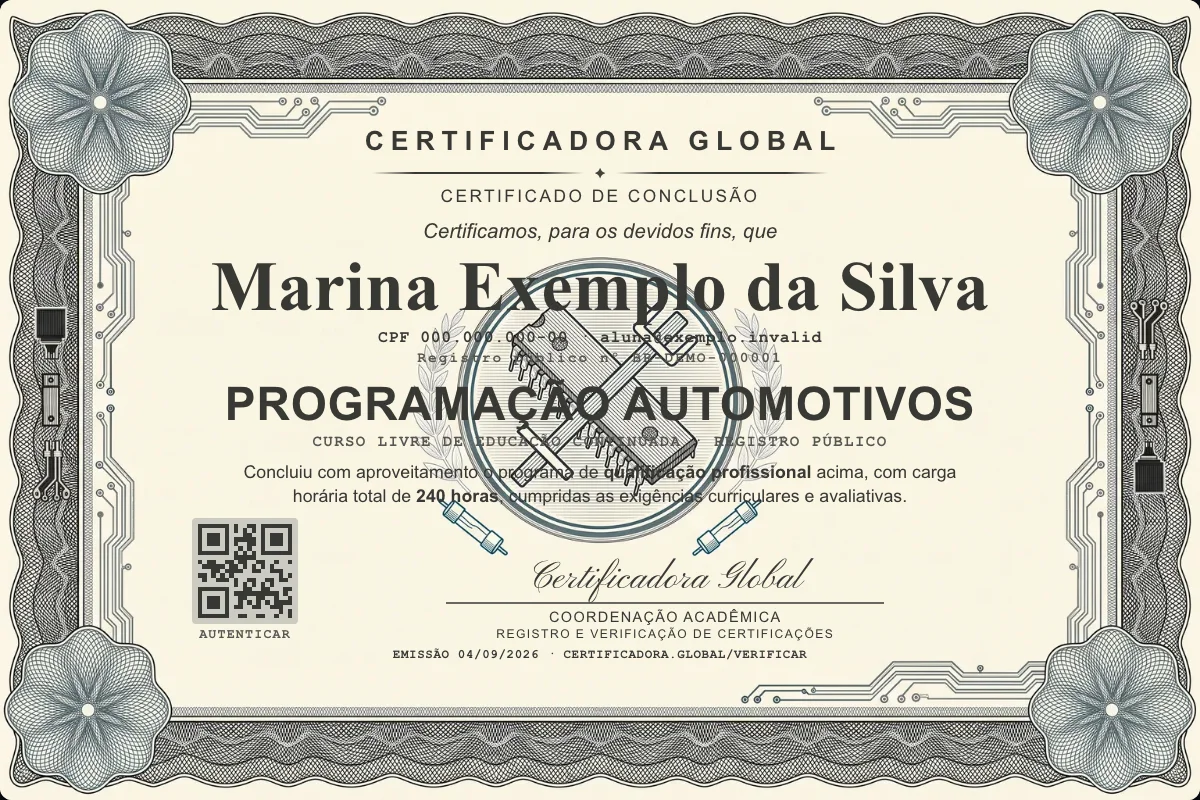Capa do curso Programação Automotivos