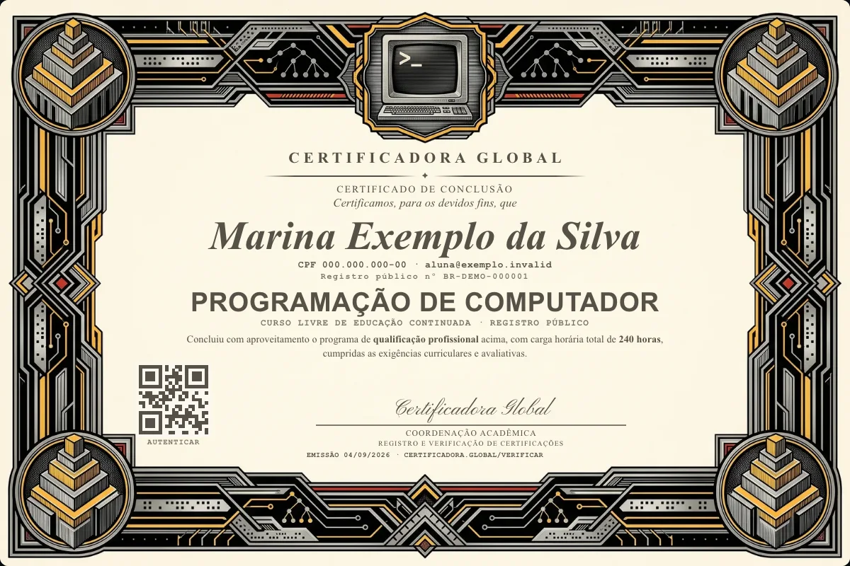 Capa do curso Programação de Computador