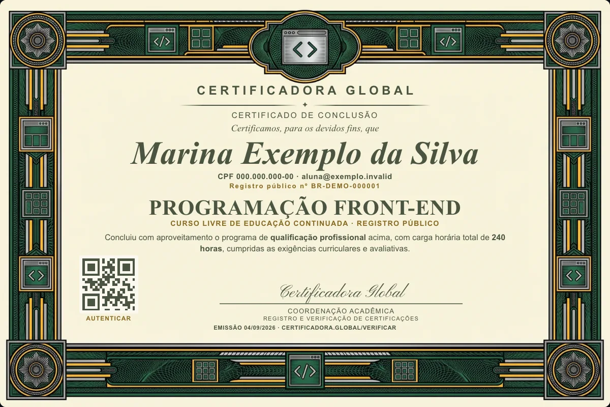 Capa do curso Programação Front-end