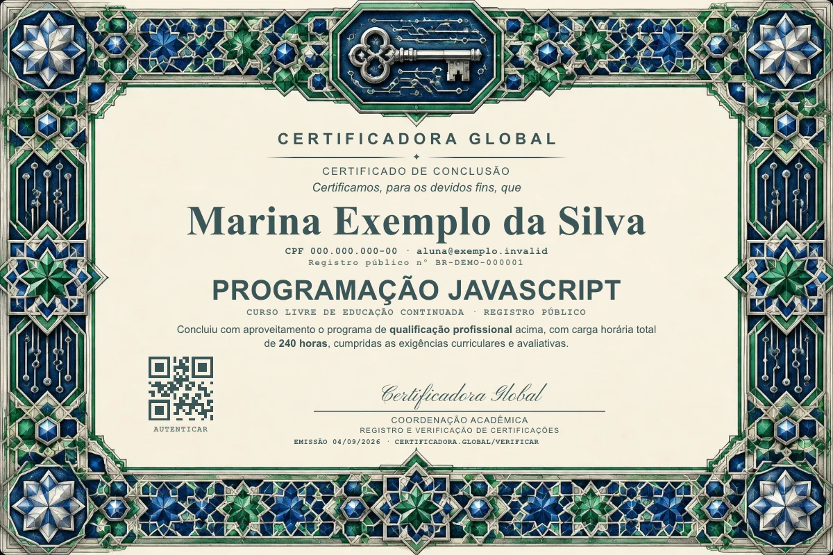 Capa do curso Programação Javascript
