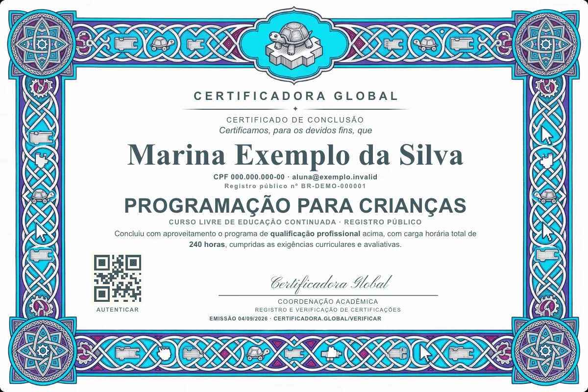Capa do curso Programação para Crianças