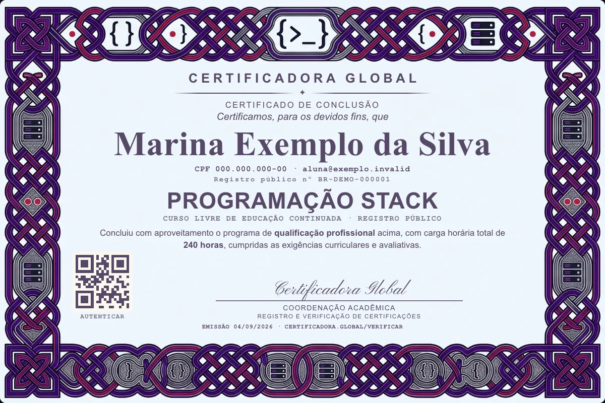 Capa do curso Programação Stack