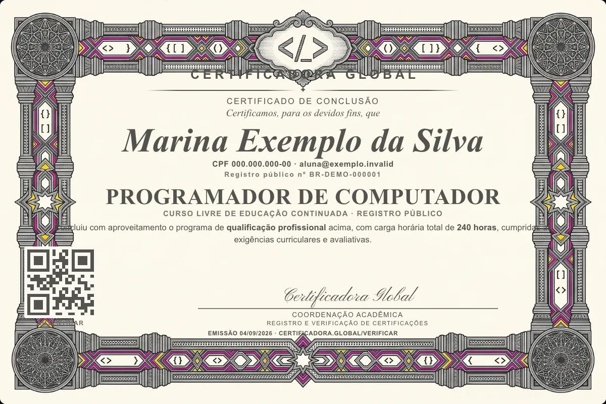 Capa do curso Programador de Computador