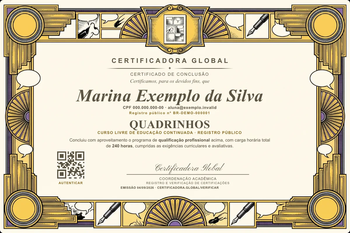 Capa do curso Quadrinhos