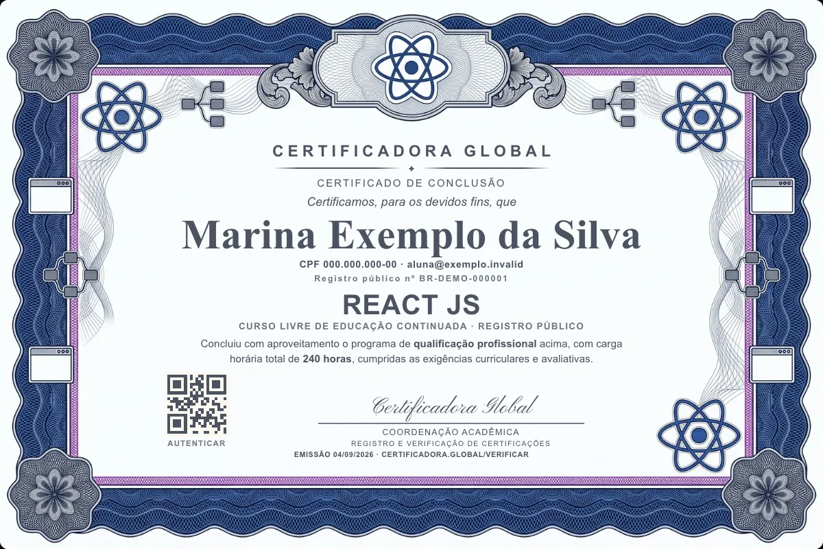 Capa do curso React JS