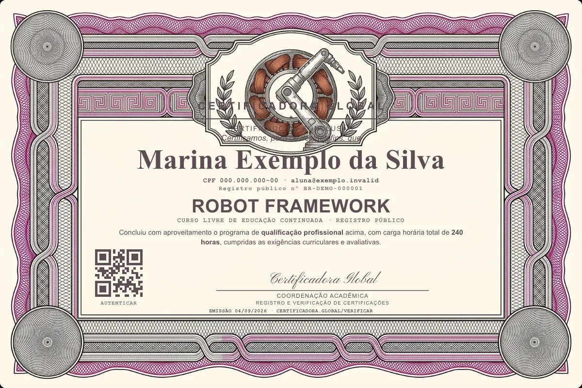 Capa do curso Robot Framework