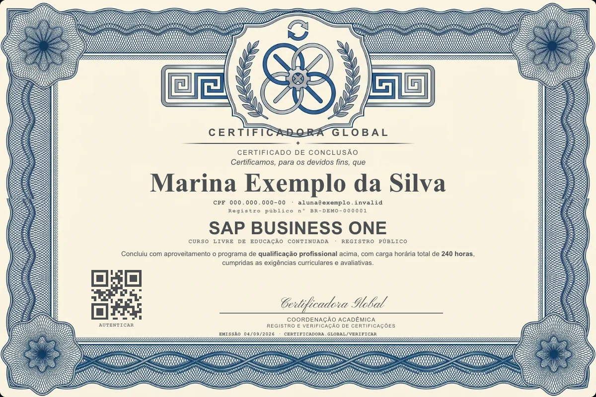 Capa do curso SAP Business One