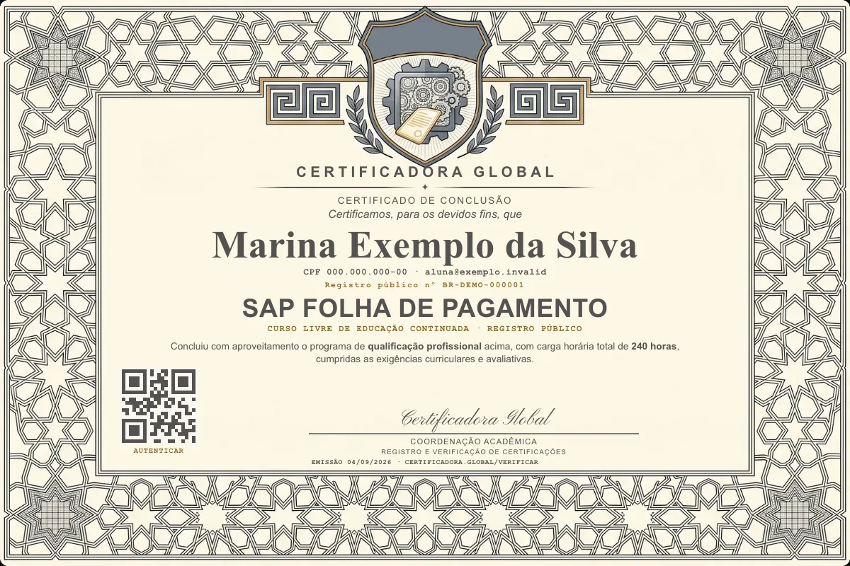 Capa do curso SAP Folha de Pagamento
