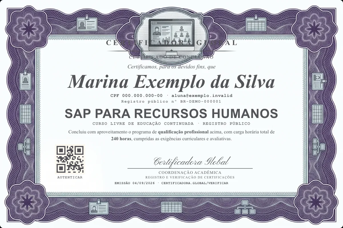 Capa do curso SAP para Recursos Humanos