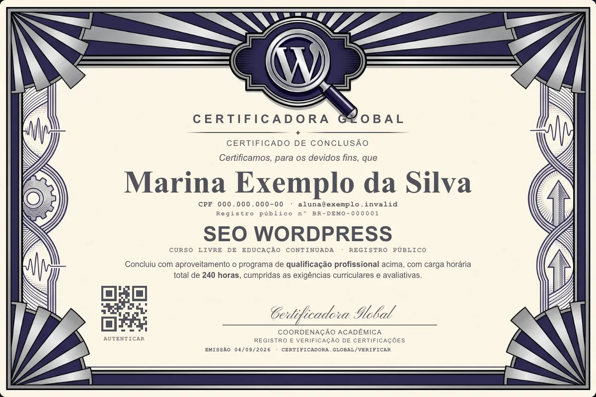 Capa do curso SEO Wordpress