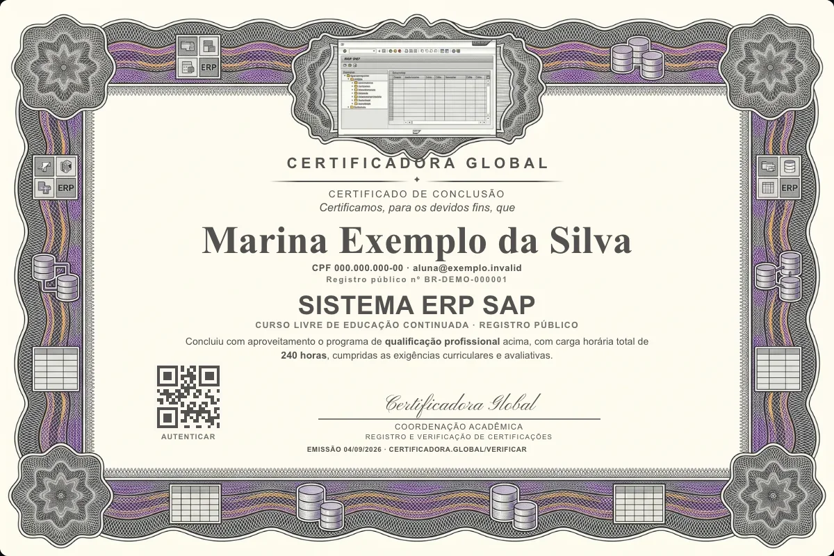 Capa do curso Sistema ERP SAP