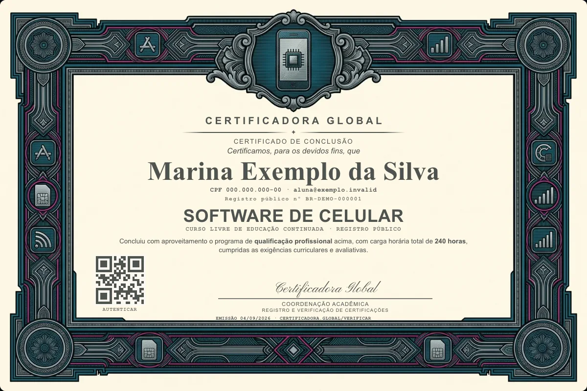 Capa do curso Software de Celular