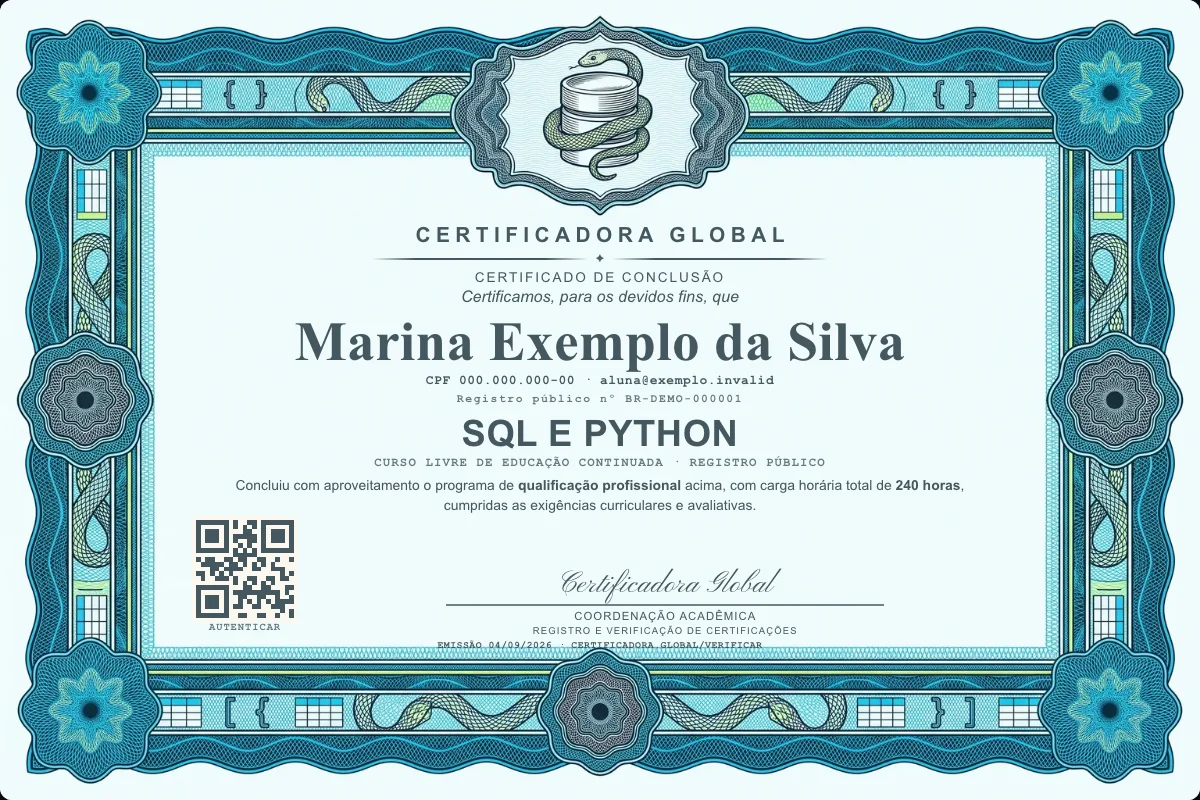 Capa do curso SQL e Python