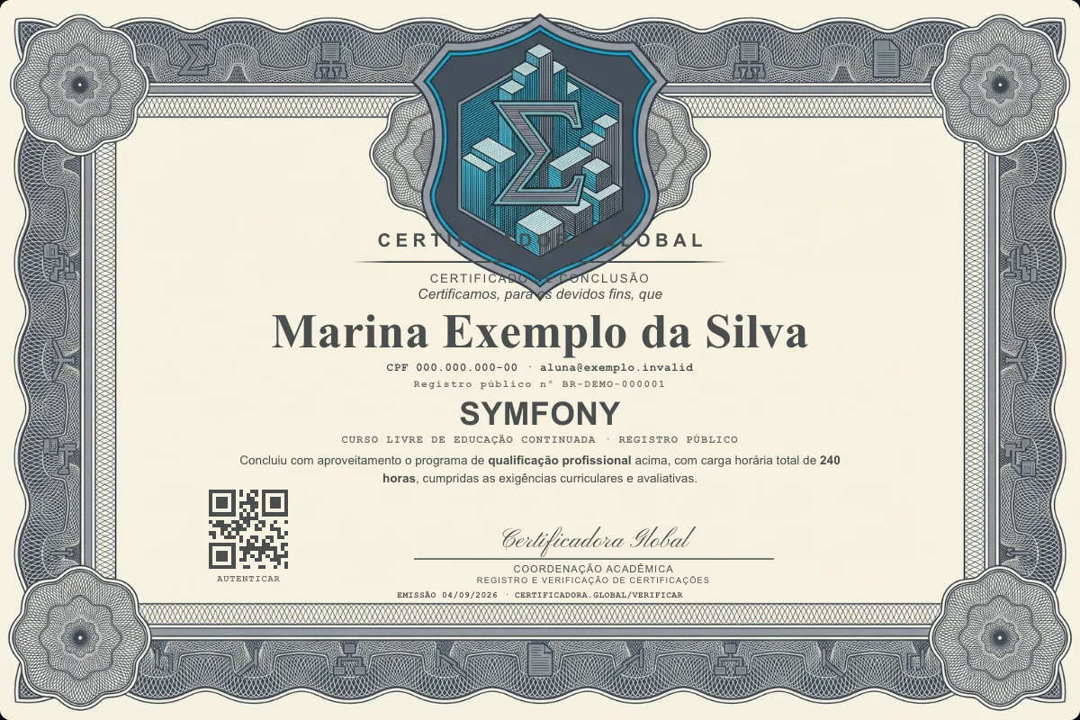 Capa do curso Symfony