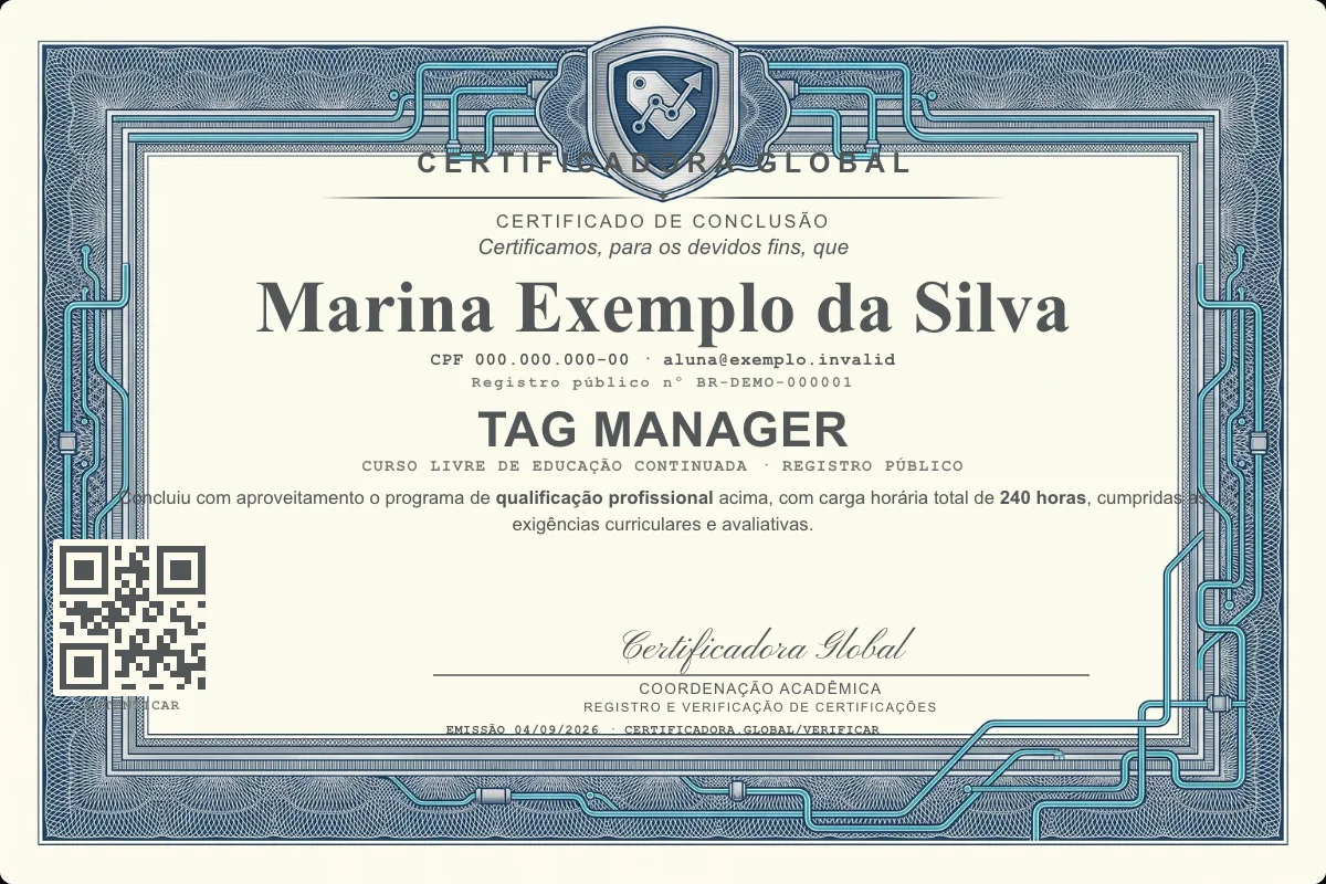 Capa do curso Tag Manager