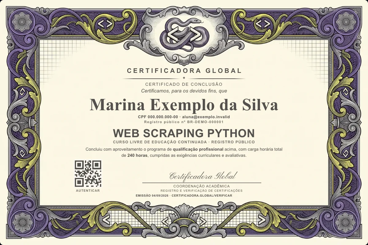 Capa do curso Web Scraping Python