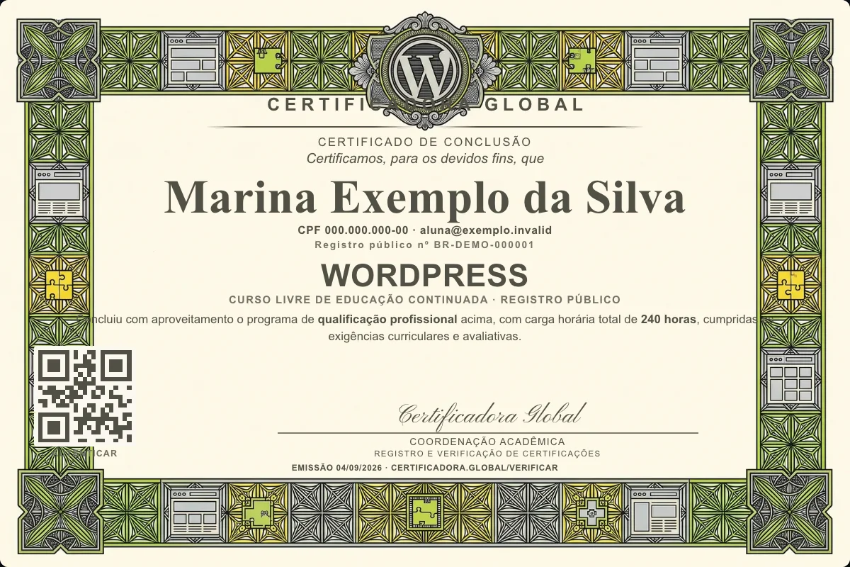 Capa do curso Wordpress