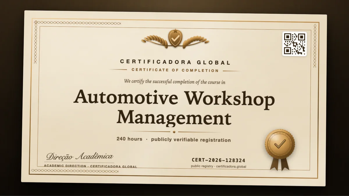 Cover of the Automotive Workshop Management course