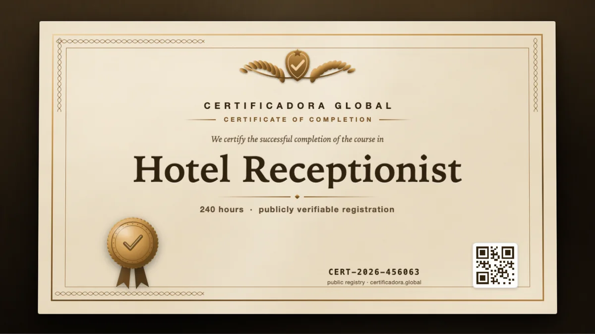Cover of the Hotel Receptionist course