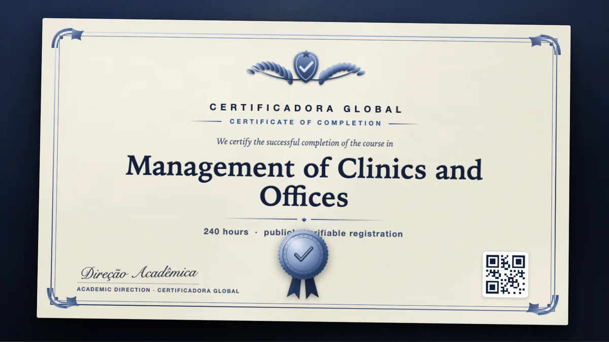Cover of the Management of Clinics and Offices course