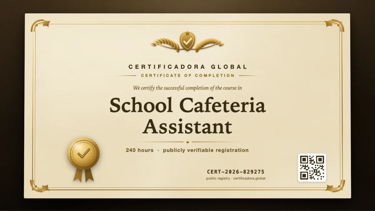 Cover of the School Cafeteria Assistant course