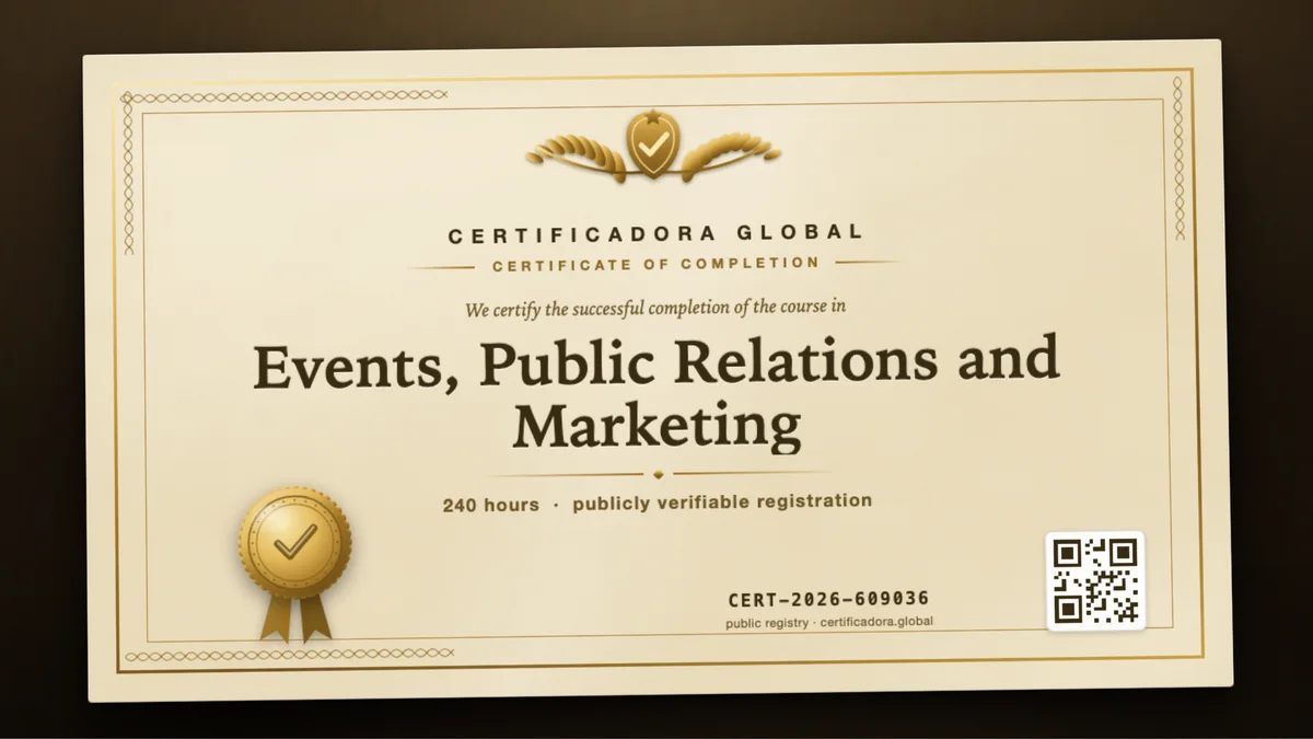Cover of the Events, Public Relations and Marketing course