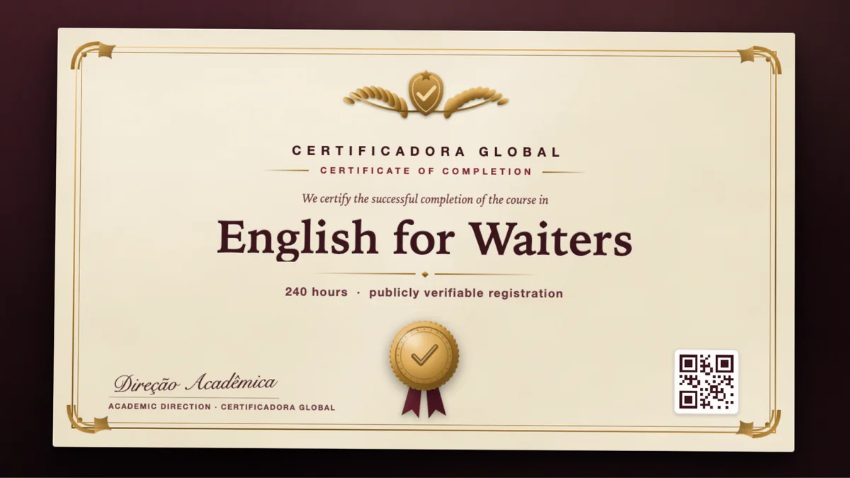 Cover of the English for Waiters course