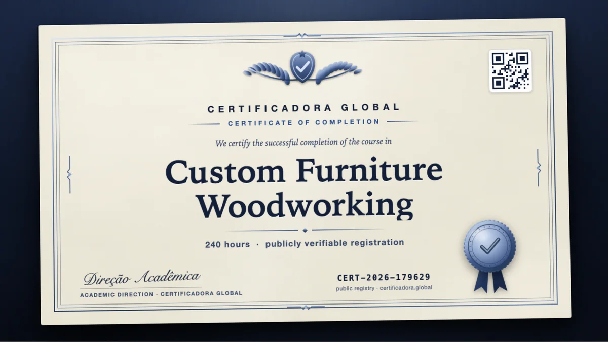 Cover of the Custom Furniture Woodworking course