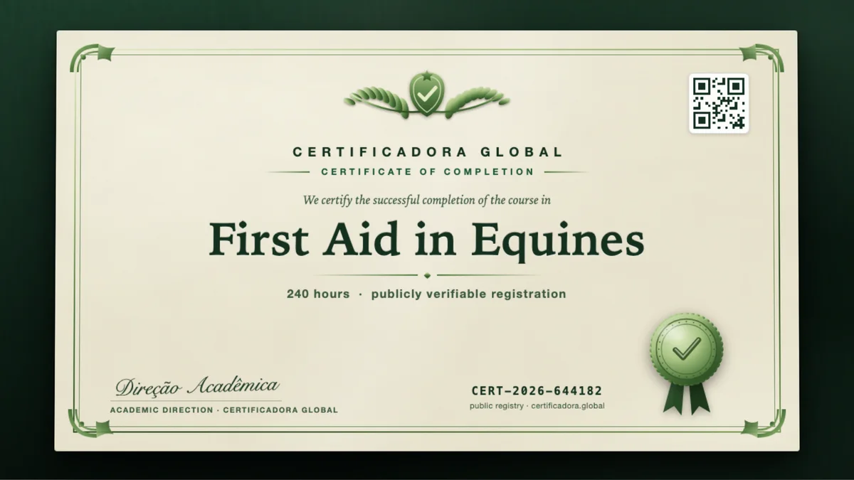 Cover of the First Aid in Equines course