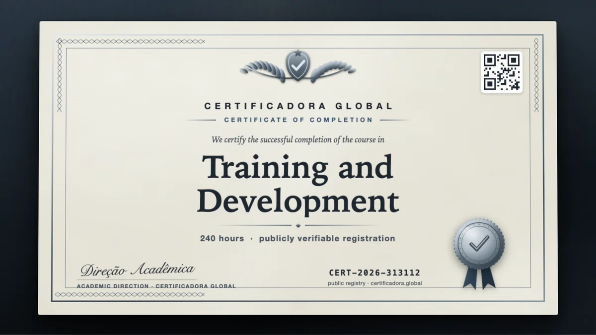 Cover of the Training and Development course