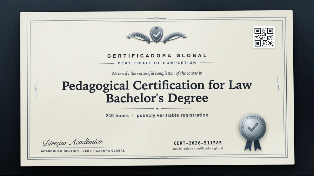 Cover of the Pedagogical Certification for Law Bachelor's Degree course